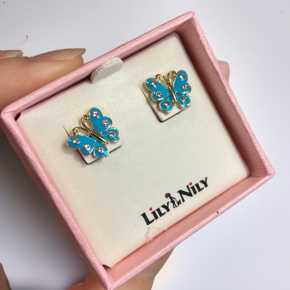 Lily Nily Girls 18K Gold Dipped Butterfly Stud Earrings CC